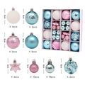 Blue, white and pink Christmas ball set with 3cm and 6cm ornaments for holiday decor - Pink Blue Style