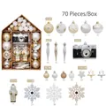 Set di 70 decorazioni natalizie oro argento bianco in varie forme e dimensioni - Oro Bianco (70-4)