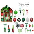 Set di 71 decorazioni natalizie con palline rosse e verdi per addobbare l'albero - Rosso Verde (71-3)