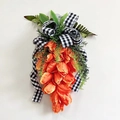 Easter carrot wreath with orange tulips and black buffalo plaid bow for door decor - Easter Carrot Bouquet Style