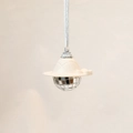 Saturn-Discokugel-Anhänger mit mattbeiger Kugel und glänzenden Spiegel-Fliesen - Seilstil / Creme