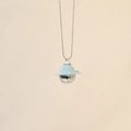 Creative necklace featuring a mini blue safety hat and silver disco ball pendant - Chain Style / Blue