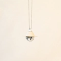 Disco ball pendant necklace with white cowboy hat on silver bead chain for accessories - Chain Style / Cream