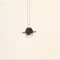 Disco ball car ornament with black cowboy hat and silver beaded chain decoration - Chain Style / Black