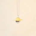 Disco ball pendant with yellow safety helmet and silver bead chain for car decor - Chain Style / Yellow