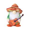 Gnomo messicano di peluche con sombrero e chitarra per decorazione di carnevale - Tenendo la chitarra