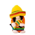 Nain en peluche mexicain coloré avec rayures arc-en-ciel et chapeau sombrero - Tenant des Maracas