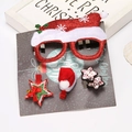 Kerstfeestset met rode glitterbril en haarspeldjes met feestelijke sterren en mutsjes - Kerstmuts Stijl