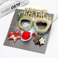 Coffret de 4 accessoires de Noël avec lunettes festives et barrettes à sequins étoilés - Style Lettres Dorées