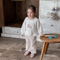 Ensemble 2 pièces pour filles avec sweat à volants gris, imprimé ours et pantalon évasé rose - 73cm / Rose