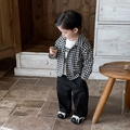 Ensemble 3 pièces pour bébé avec chemise à carreaux, t-shirt blanc et pantalon noir - 73cm / Ensemble Plaid Noir