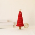 Christmas tree ornament with red wool felt balls, gold star topper and wooden base - Red Ball Christmas Tree Ornament 27cm