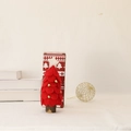 Handmade red felt Christmas tree tabletop ornament with gold bells and gift box - Small Red Felt Leaf Tree 17cm