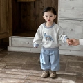 Ensemble enfant avec sweat dinosaure gris et pantalon bleu clair style décontracté - 73cm / Bleu