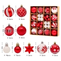 Set di palline di Natale rosse e bianche con stelle in vari motivi e dimensioni in scatola - Stile Rosso Bianco