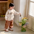 Felpa color crema con stampa orsetto e pantaloni sportivi marrone scuro per bambini - caffè / 73cm