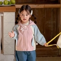 Chaqueta cortavientos con capucha para niña en rosa y azul claro con bordado de oso - Rosa Mixto / 73cm