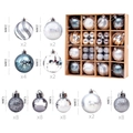 Silver and blue Christmas ball ornaments set with glitter and snowflake patterns in a box - Silver White Style