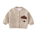 Gebreid beige babyvestje met honingraattextuur en houten knopen voor peuters - Maat 73 / Beige Vest