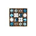 Blue and white Christmas ornament set in 16-grid box with glitter and matte finishes - Blue White Style