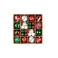 Christmas ball ornament set in red, green, and white patterns inside a 16-grid box - Red Green Style B