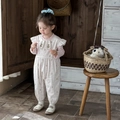 Sweet floral baby girl bodysuit with bear print and cute bunny ear collar in pink - 73cm / Pink