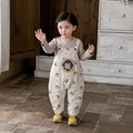 Completo due pezzi per bambino con salopette stampa pinguino e maglia a maniche lunghe - 73cm / Marrone