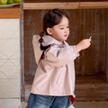 Schattig roze cartoon windjack met capuchon en donkerblauwe spijkerbroek voor meisjes - 73cm / Roze