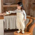 Floral print toddler girls' overall set with frilled collar and heart embroidery - 73cm / Off White