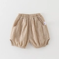 Pantaloni a sbuffo neonato a quadretti marroni con vita elastica e tasche laterali - 73cm / Pantaloncini Solo (Senza Maglietta)