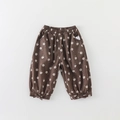 Babymeisjes bloemenbroek in koffiebruin met elastische taille en strikjes bij de enkels - 73cm / Pants / Koffie Bloemen