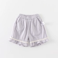 Lavendelfarbene Kleinkind-Shorts mit weißem Spitzenbesatz und Gummibund für Mädchen - Lila (Nur Shorts (Ohne Oberteil)) / 73cm