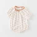 Baby-Mädchen Kurzarm-Strampler mit Blumenmuster, orangefarbener Schleife und Rüschen - 66CM / Orange Floral