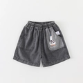 Pantaloncini di jeans grigio scuro lavato per neonato con elastico e anatra - 73 / Pantaloncini di Denim Neri Solo (Senza T-Shirt)