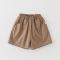 Comfortabele katoenen jongensshort in kaki bruin met elastische taille en zakken - 73cm / Bruine Shorts Alleen (Zonder Shirt)