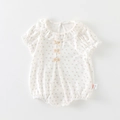 Barboteuse fleurie pour bébé fille avec manches bouffantes et nœuds décoratifs - 66CM / Blanc