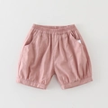 Pink cotton shorts for toddler girls with elastic waistband and side pockets - 73cm / Pink (Shorts)