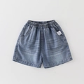 Classic light blue washed denim shorts for kids featuring an elastic waist and side pockets - Blue Denim Shorts Only (Without Top) / 73cm