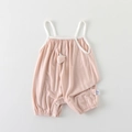 Body d'été pour bébé en modal rose avec fines bretelles et applique de pêche douce - 66CM / Rose