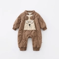 Tutina imbottita marrone per neonati con viso di orso e doppia cerniera lampo - 66CM / Marrone