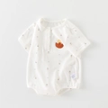 Body bébé en coton blanc avec broderie canard et imprimés de fruits pour l'été - Blanc / 66CM