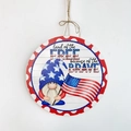 Patriotic gnome wooden door sign with American flag design for Independence Day decor - Independence Day Gnome Wooden Sign