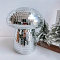 Silberner Pilz-Discokugel-Dekor mit reflektierenden Glasfliesen für die Heimdekoration - Pilz 25x20.5cm