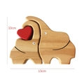 Minimalist wooden elephant family puzzle ornament with red heart for home decor 13cm - Elephant