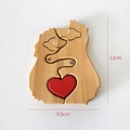 Creative wooden elephant hug puzzle with red heart home decor, 12cm height wooden ornament - Hedgehog