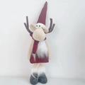 Weihnachts-Rentier-Plüschpuppe mit hohem rotem Hut und Schal für festliche Dekoration - Rotes Kleid Stil