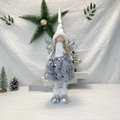 Dettaglio bambola angelo di Natale 56cm con paillettes argento e vestito color lavanda - Ragazza Angelo di Natale Argento