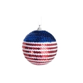 Dettaglio della decorazione appesa a paillettes rosse bianche blu con cappuccio argento - Strisce Rosse Bianche Blu (Stile 1) / 10cm