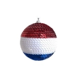 Sfera appesa con paillettes rosse bianche e blu per decorazioni della festa dell'indipendenza - Patchwork a Strisce Sottili (Stile 3) / 10cm
