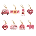 8-delige Moederdag houten hangers met roze vrachtwagen en bloemenbeer ontwerpen - 8-delige set / Rood